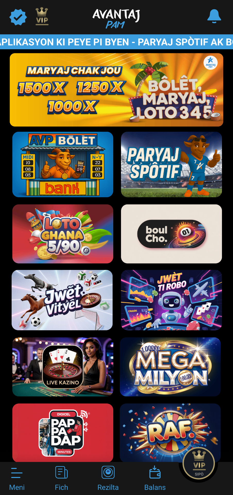 Avantaj Pam iGaming Haiti mobile app
